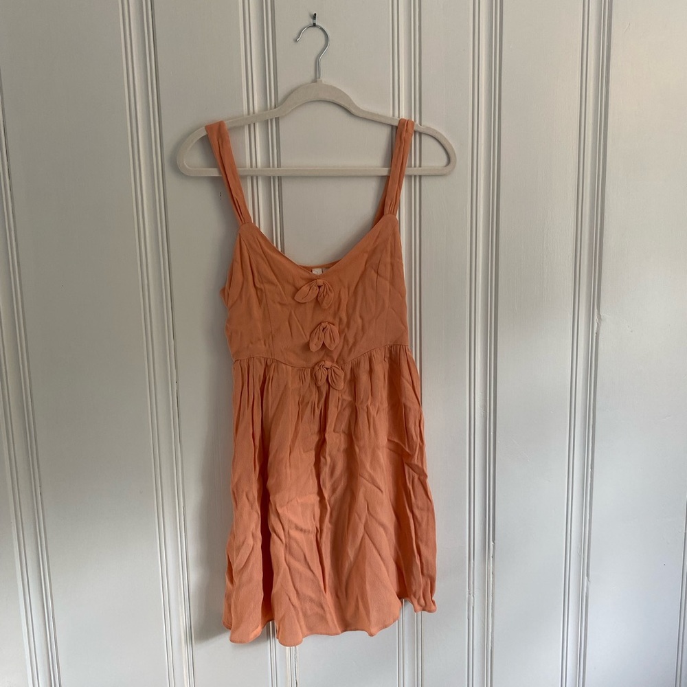 Forever 21 Exclusive Peach Pink Blush Spaghetti Strap Dress Bow Detail Size S